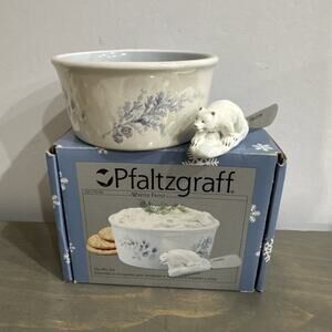 Winter Frost Dip Bowl with Spreader by Pfaltzgraff in the Original Box